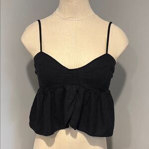 American Eagle Black Spaghetti Strap Crop Top Size XS